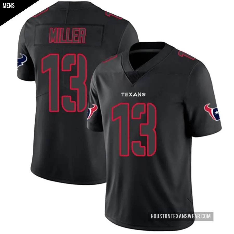 Men s Houston Texans 13 Braxton Miller Black Impact Limited Jersey Texans Store