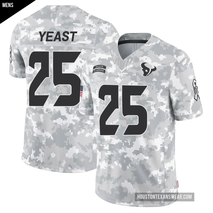 Men's Houston Texans ＃25 Russ Yeast Arctic Camo Limited 2024 Salute to Service Jersey