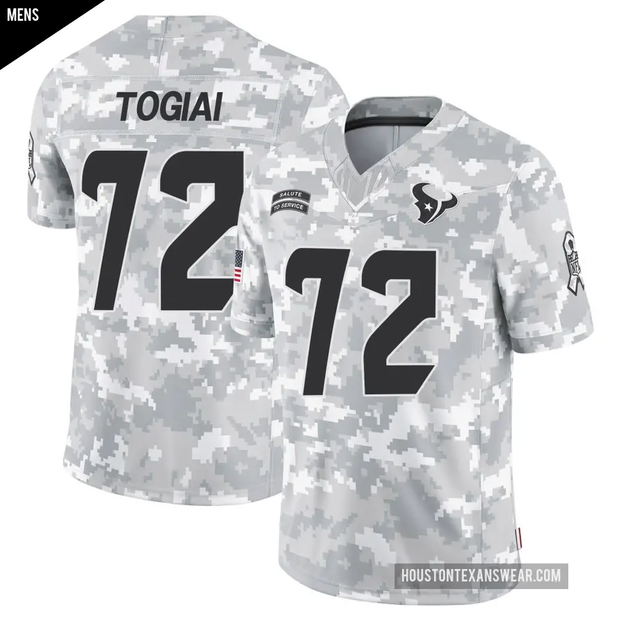 Men's Houston Texans ＃72 Tommy Togiai Arctic Camo Limited 2024 Salute to Service Jersey