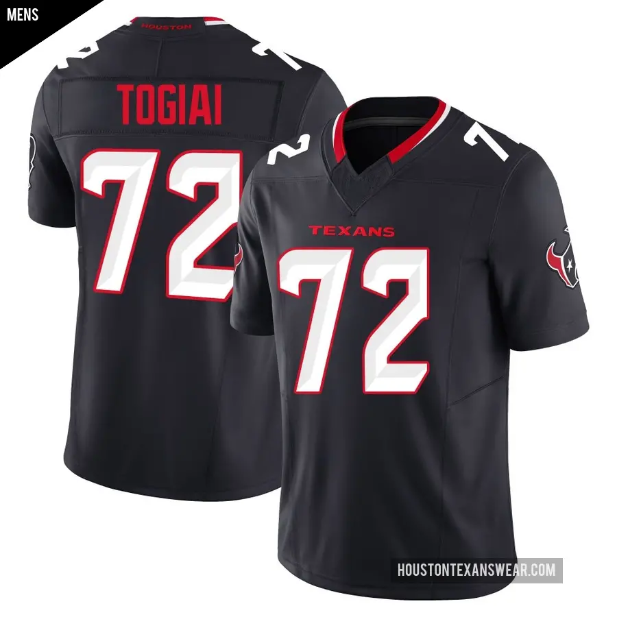 Men's Houston Texans ＃72 Tommy Togiai Navy Limited Alternate Vapor F.U.S.E. Jersey