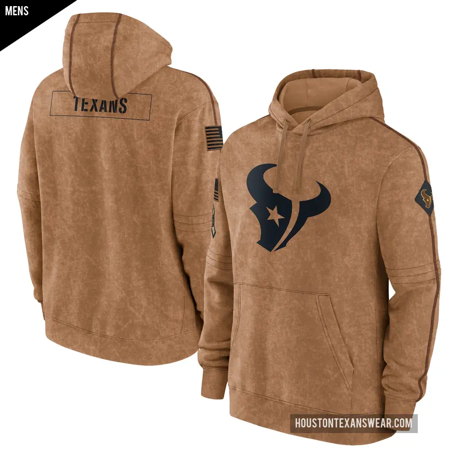 Men's Houston Texans Brown 2023 Salute to Service Club Pullover Hoodie