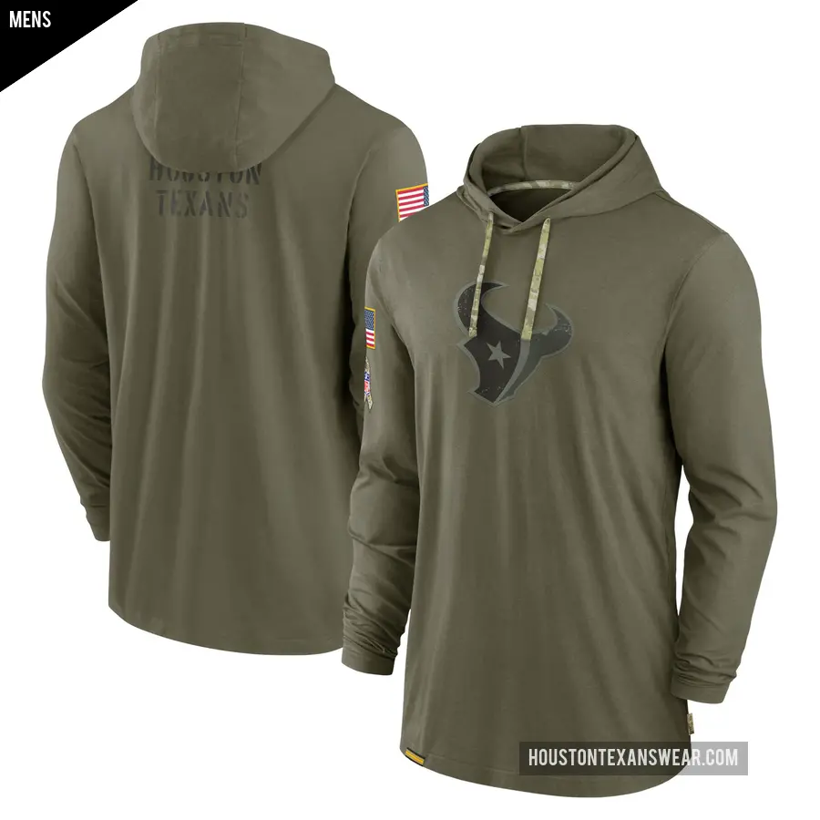 Men's Houston Texans Olive 2022 Salute to Service Tonal Pullover Hoodie