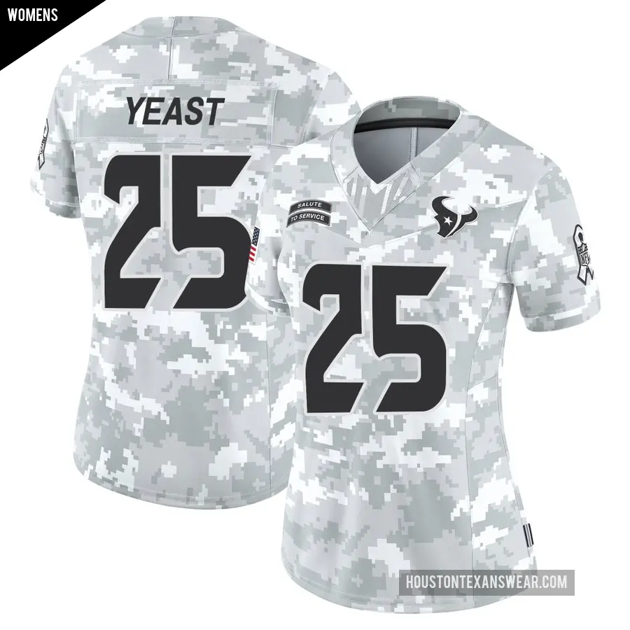 Women's Houston Texans ＃25 Russ Yeast Arctic Camo Limited 2024 Salute to Service Jersey