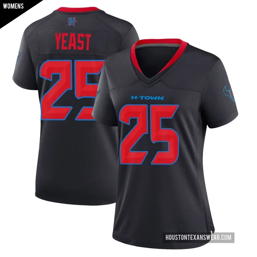 Women's Houston Texans ＃25 Russ Yeast Navy Game 2nd Alternate Jersey