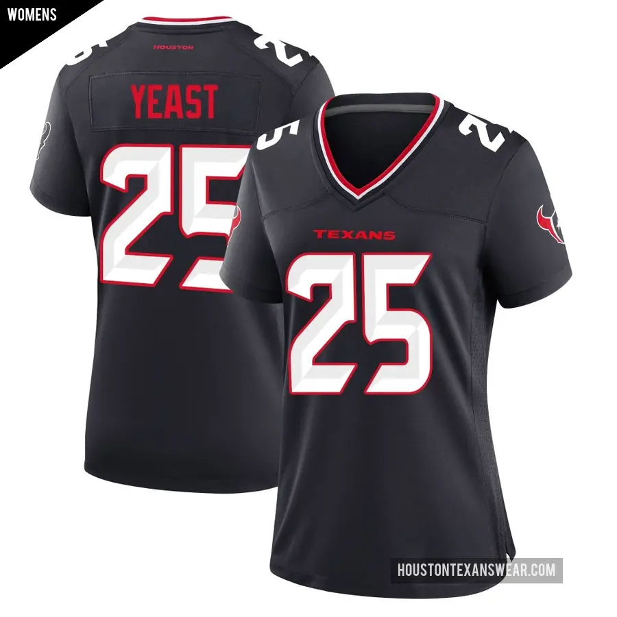 Women's Houston Texans ＃25 Russ Yeast Navy Game Team Jersey