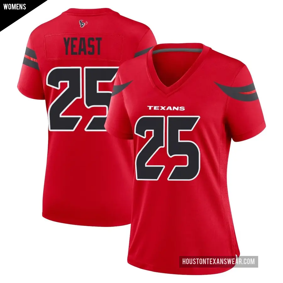 Women's Houston Texans ＃25 Russ Yeast Red Game Alternate Jersey