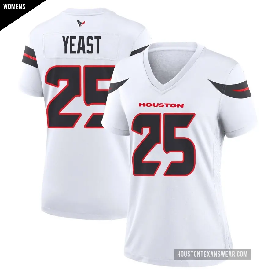 Women's Houston Texans ＃25 Russ Yeast White Game Jersey