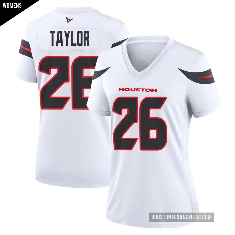 Women's Houston Texans ＃26 J.J. Taylor White Game Jersey