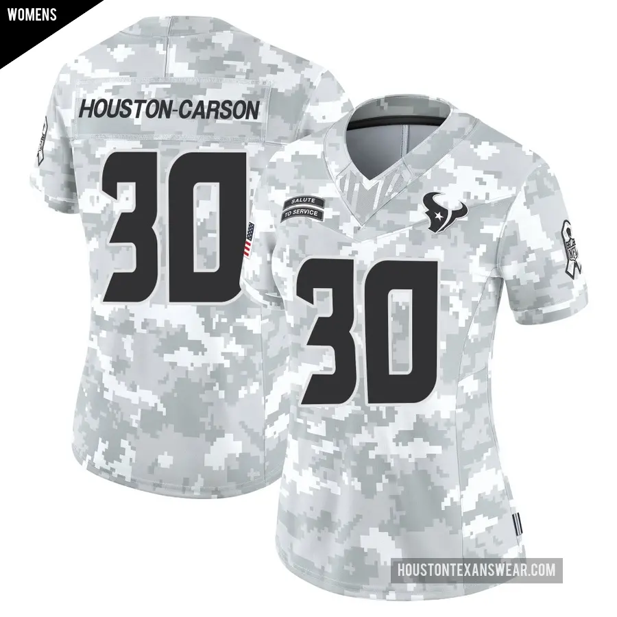 Women's Houston Texans ＃30 DeAndre Houston-Carson Arctic Camo Limited DeAndre -Carson 2024 Salute to Service Jersey