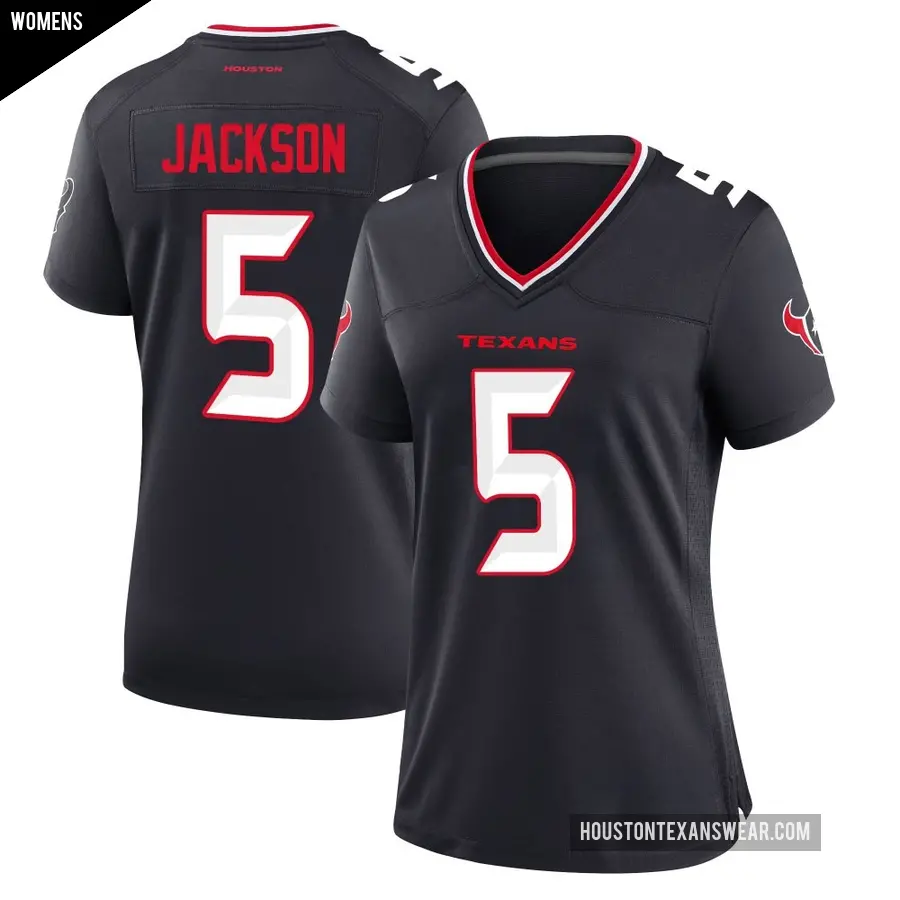 Women's Houston Texans ＃5 Kearis Jackson Navy Game Team Jersey