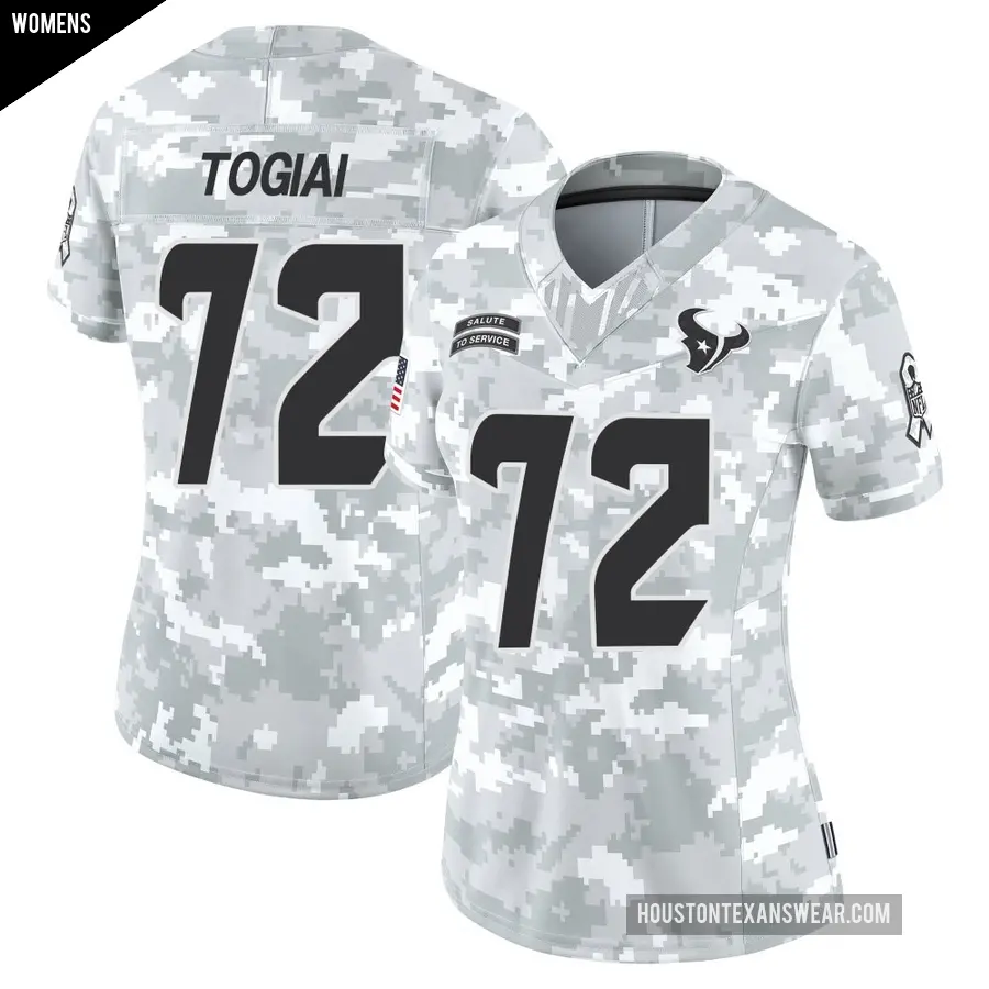 Women's Houston Texans ＃72 Tommy Togiai Arctic Camo Limited 2024 Salute to Service Jersey