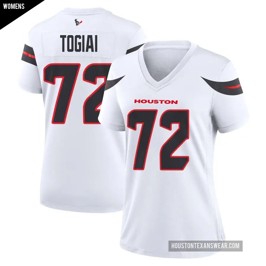 Women's Houston Texans ＃72 Tommy Togiai White Game Jersey