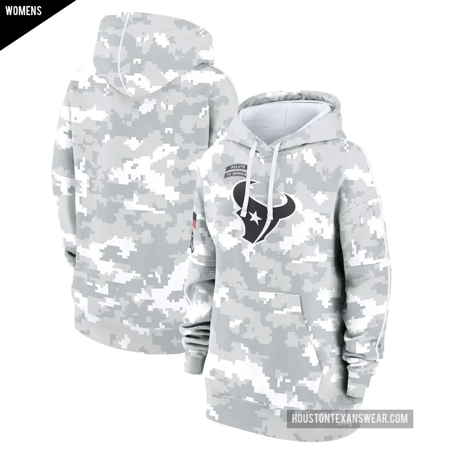 Women's Houston Texans Arctic Camo 2024 Salute To Service Club Fleece Pullover Hoodie