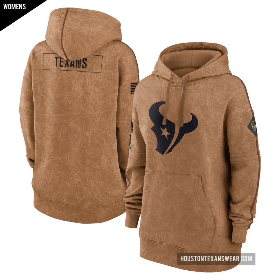 Women's Houston Texans Brown 2023 Salute to Service Pullover Hoodie