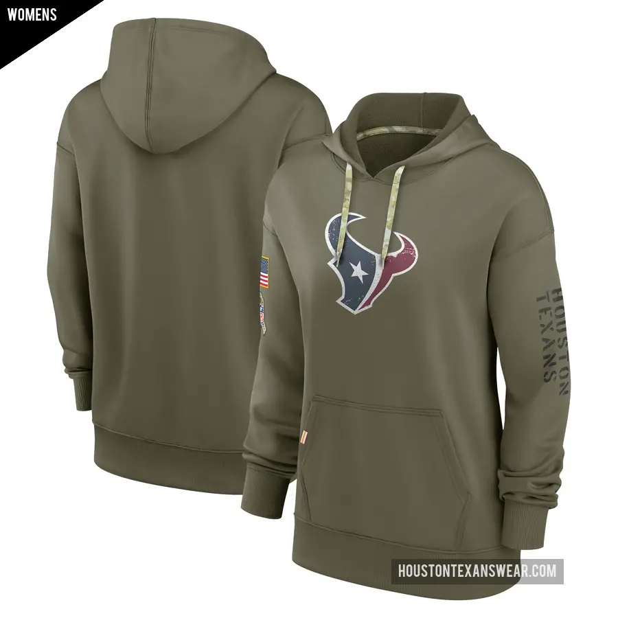 Women's Houston Texans Olive 2022 Salute to Service Performance Pullover Hoodie