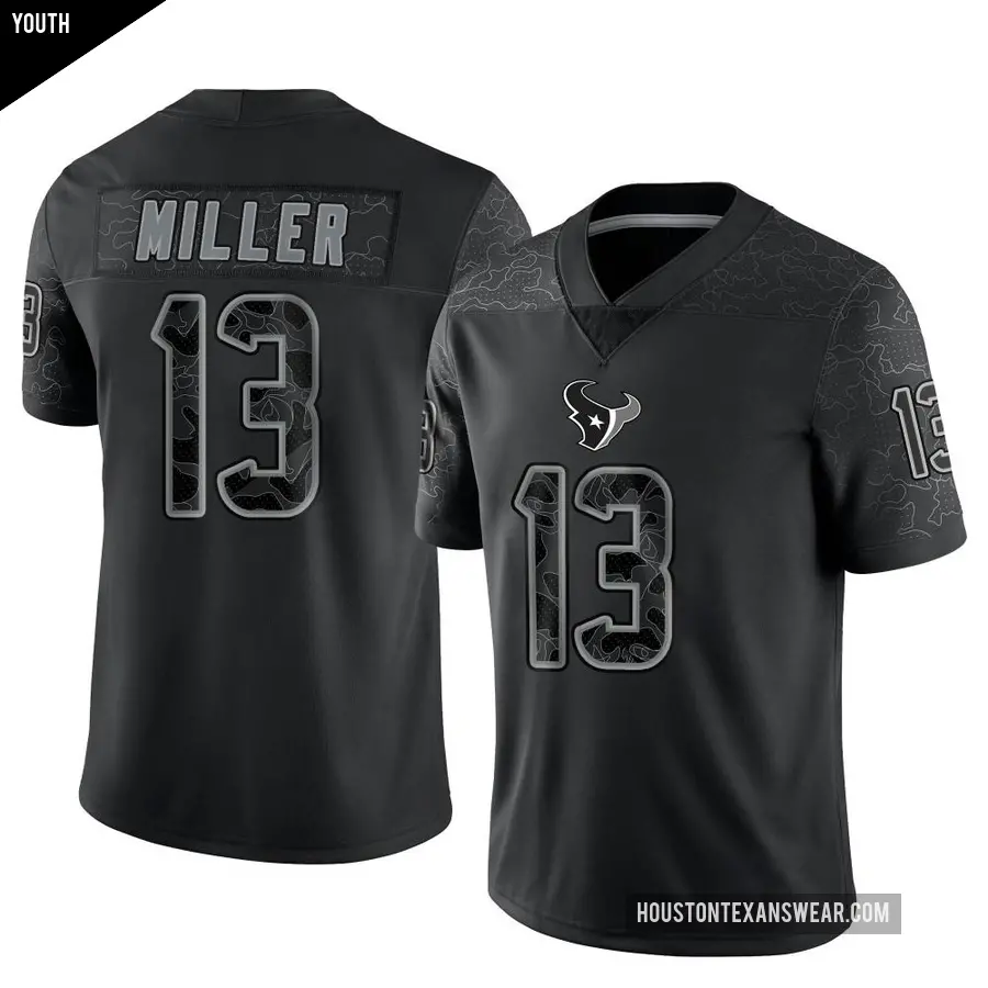 Youth Houston Texans 13 Braxton Miller Black Limited Reflective Jersey Texans Store