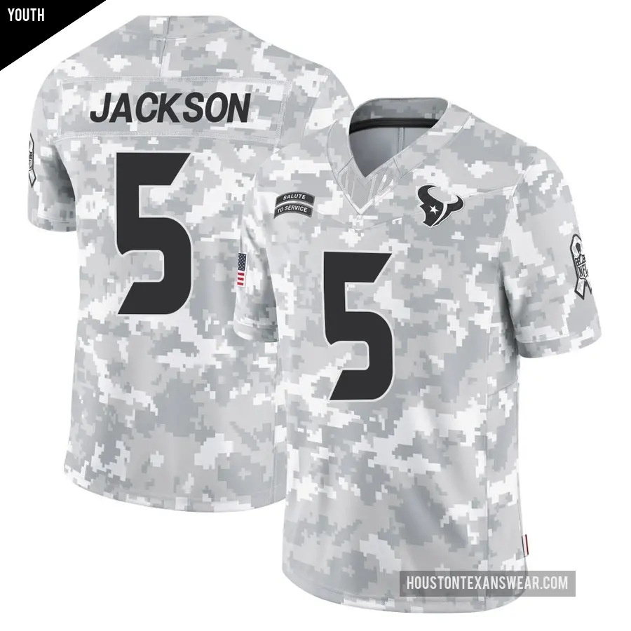 Youth Houston Texans ＃5 Kearis Jackson Arctic Camo Limited 2024 Salute to Service Jersey