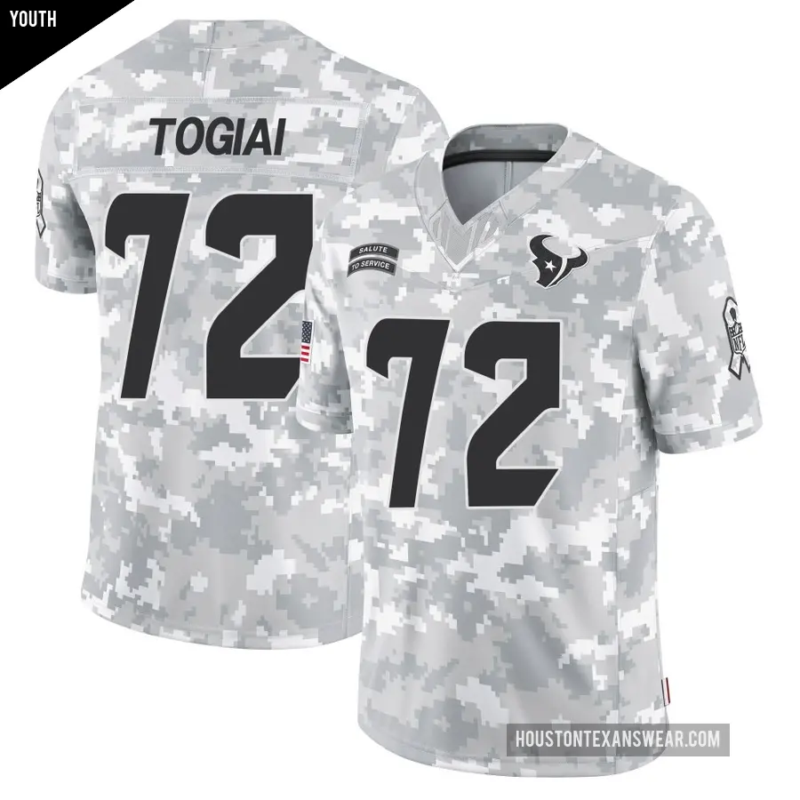 Youth Houston Texans ＃72 Tommy Togiai Arctic Camo Limited 2024 Salute to Service Jersey