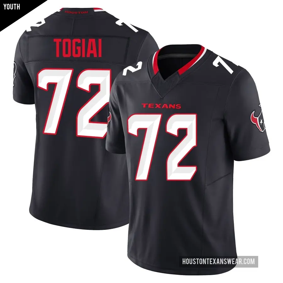 Youth Houston Texans ＃72 Tommy Togiai Navy Limited Alternate Vapor F.U.S.E. Jersey