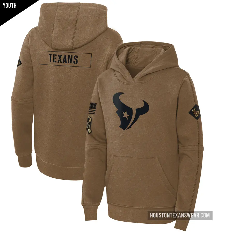 Youth Houston Texans Brown 2023 Salute to Service Club Fleece Pullover Hoodie